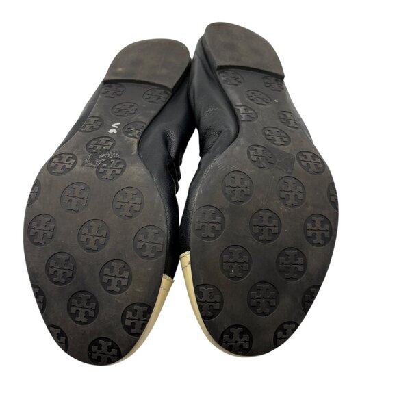 Tory Burch Womens Black & Cream Leather Cap Toe Ballet Flats Size 7.5 - Picture 3 of 4